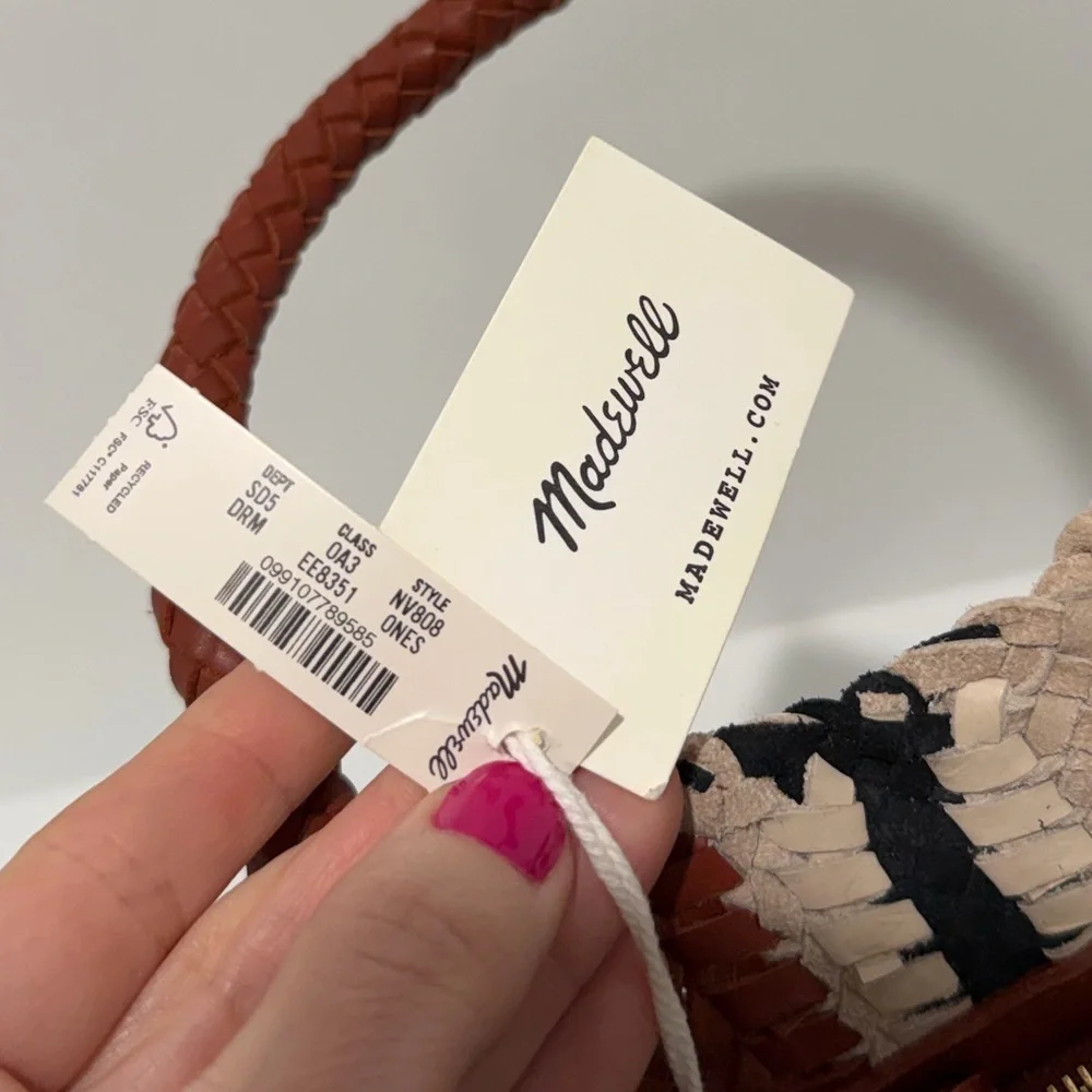 NEW Madewell The Handwoven Mini Tote leather in Dusty Redwood Multi NV808 $158 - Picture 10 of 11